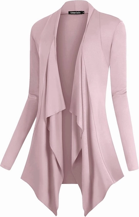Urban CoCo Women's Drape Front Open Cardigan Long Sleeve Irregular Hem