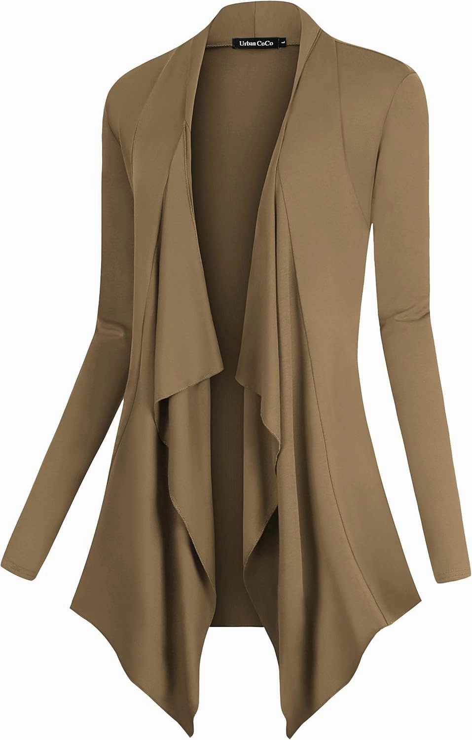 Urban CoCo Women's Drape Front Open Cardigan Long Sleeve Irregular Hem
