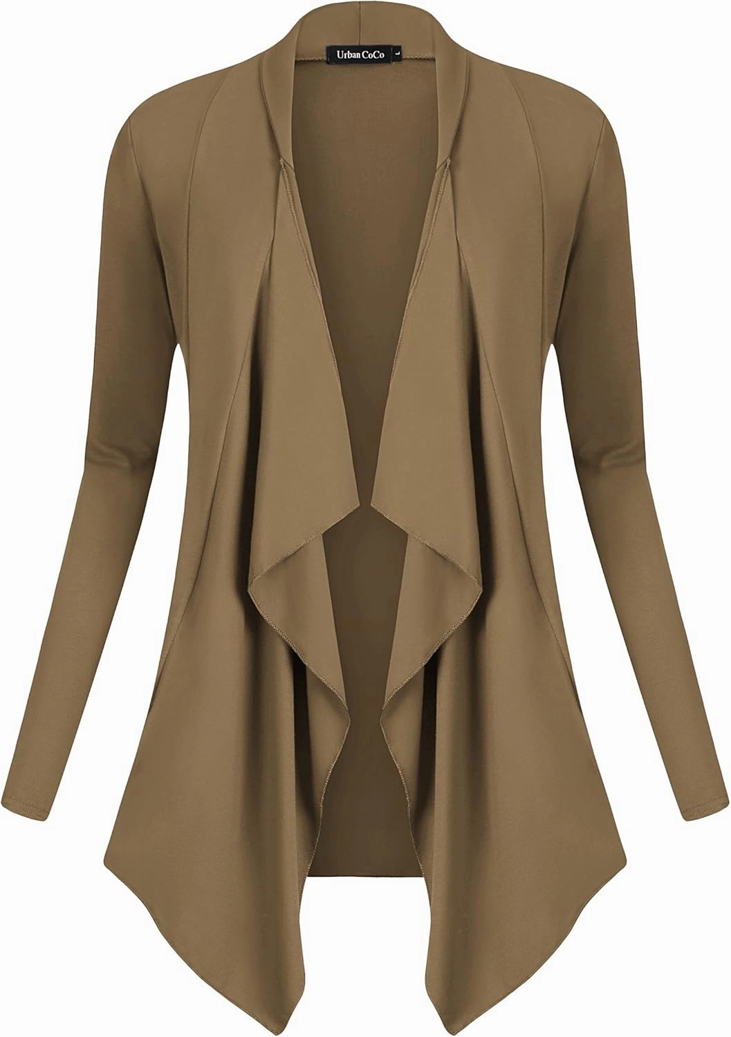Urban CoCo Women's Drape Front Open Cardigan Long Sleeve Irregular Hem