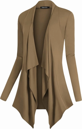 Urban CoCo Women's Drape Front Open Cardigan Long Sleeve Irregular Hem