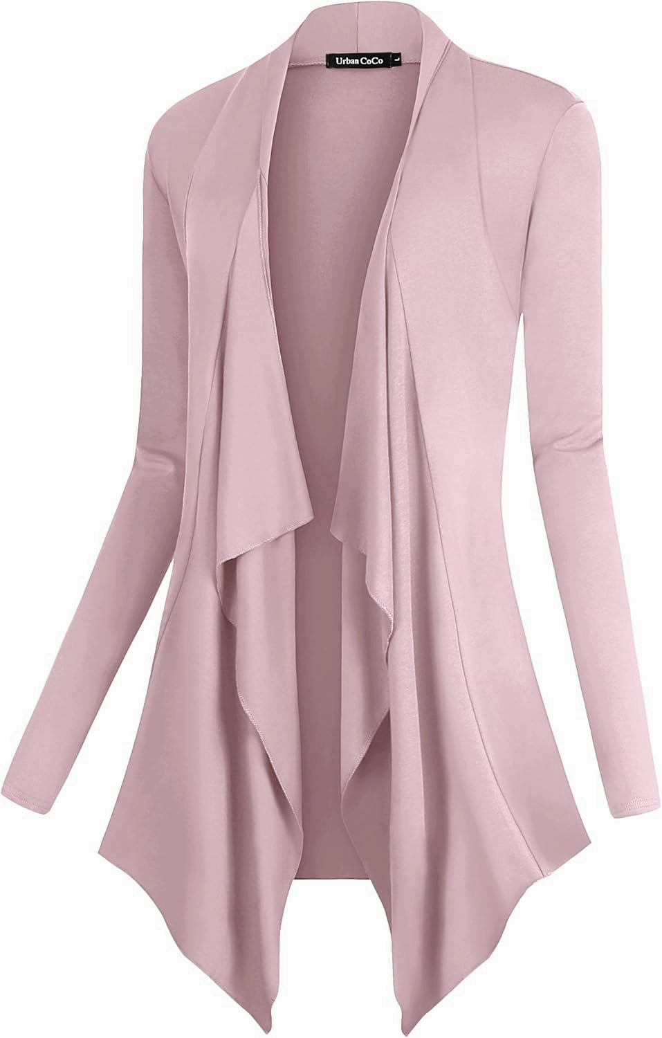 Urban CoCo Women's Drape Front Open Cardigan Long Sleeve Irregular Hem