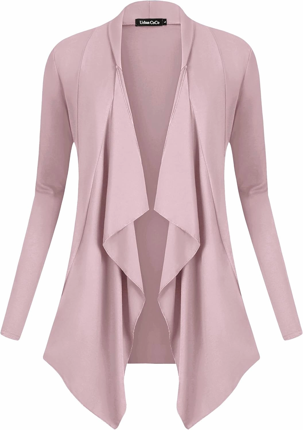 Urban CoCo Women's Drape Front Open Cardigan Long Sleeve Irregular Hem