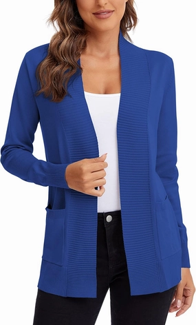 Urban CoCo Women's Lightweight Open Front Knit Cardigan Sweater Long Sleeve with Pocket
