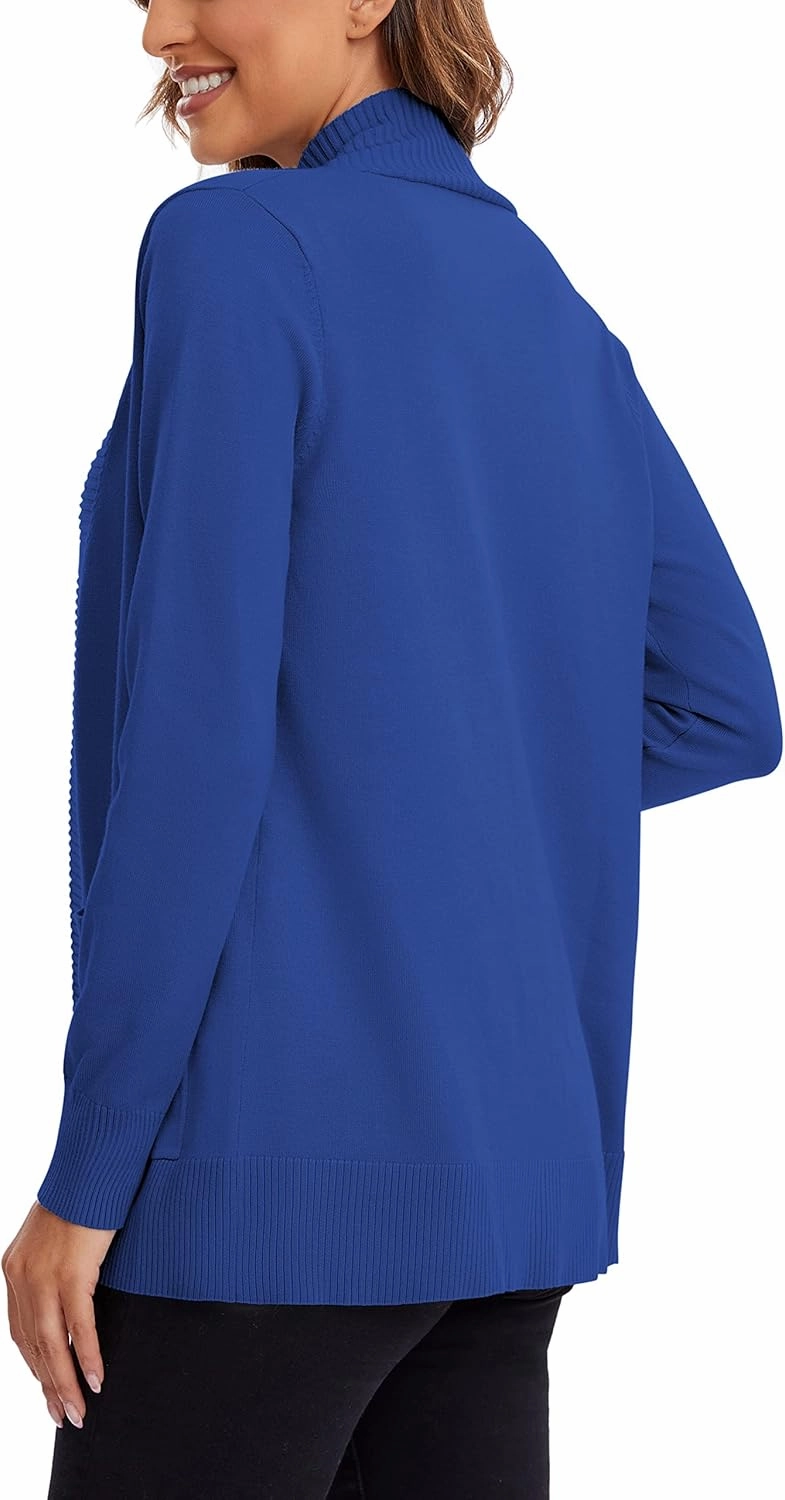 Urban CoCo Women's Lightweight Open Front Knit Cardigan Sweater Long Sleeve with Pocket