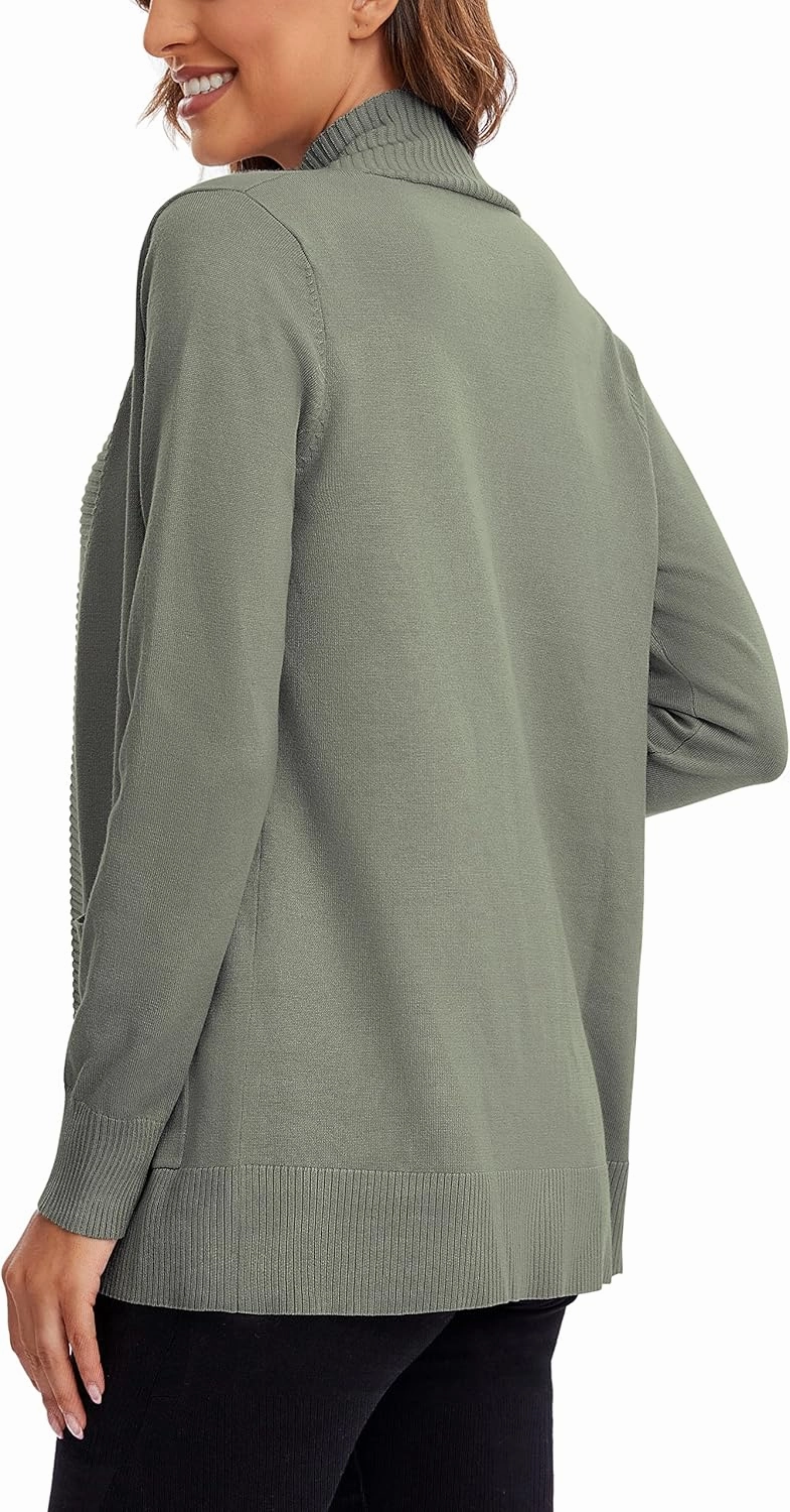 Urban CoCo Women's Lightweight Open Front Knit Cardigan Sweater Long Sleeve with Pocket