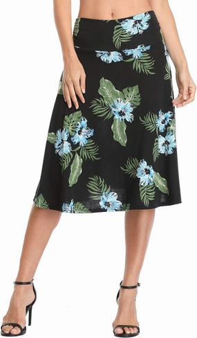 Urban CoCo Women's Ruched High Waist Knee Length Jersey A-Line Stretchy Flared Casual Skirt