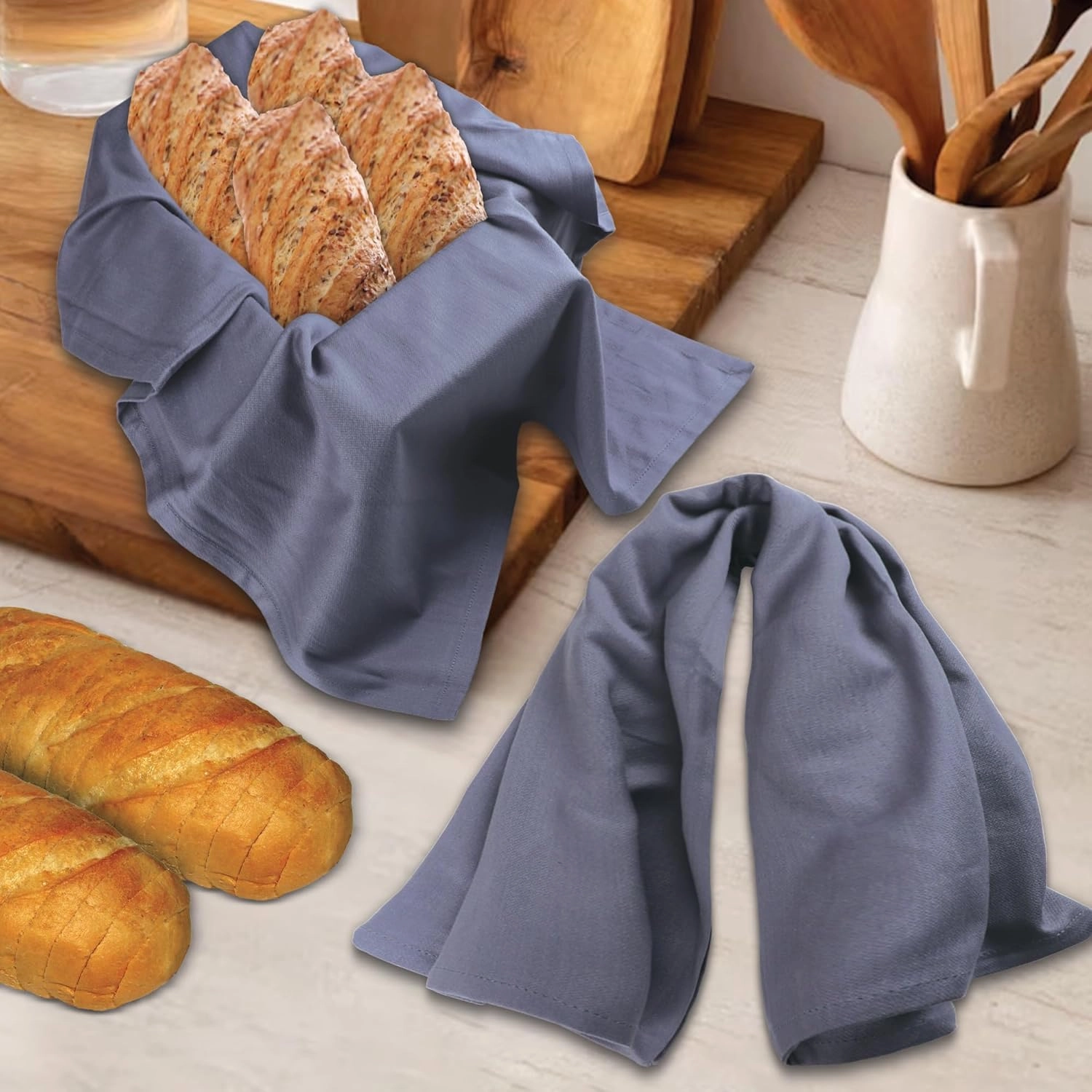 Urban Villa Premium Quality 100% Cotton Solid Kitchen Towels Set of 6 Ultra Soft Size 20x30 Inches Grey Color Highly Absorbent
