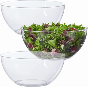 US Acrylic Vista Clear Plastic Salad and Serving 10-inch Bowls | set of 3 | Reusable, BPA-free, Made in the USA | 135 oz. capacity