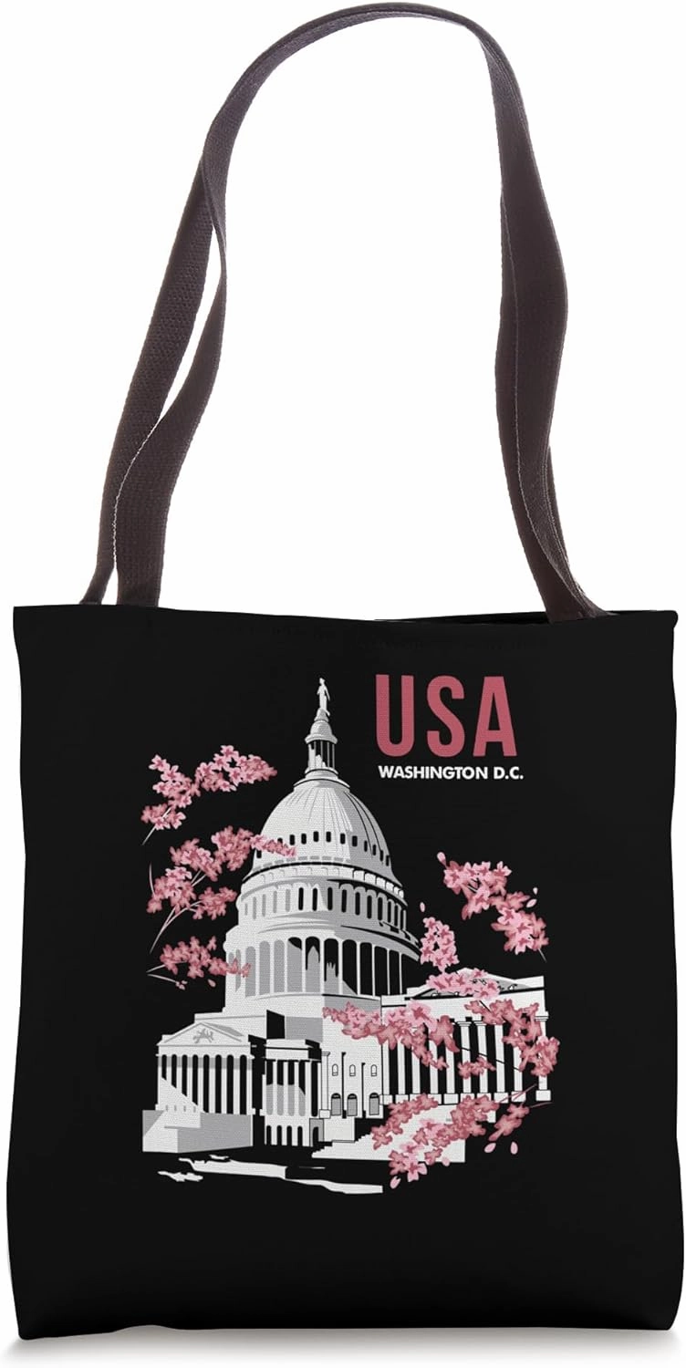 US Capitol Building Washington DC Cherry Blossoms Tote Bag