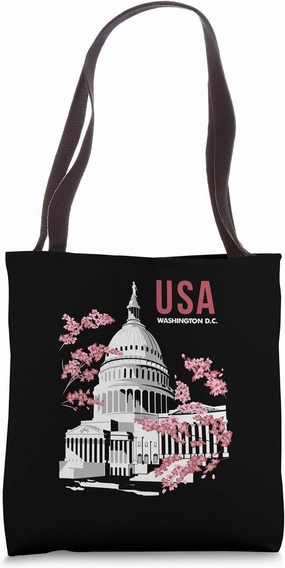 US Capitol Building Washington DC Cherry Blossoms Tote Bag