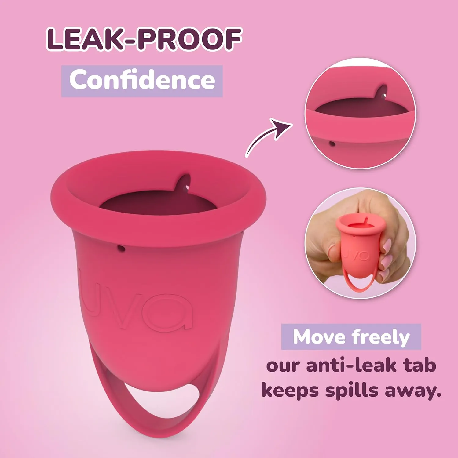 UVA 2 Reusable Menstrual Cup Kit - Size A for Moderate Flow - 10-Year Durable & Leak-Proof Silicone - Menstrual Cup Medium Sized, Sterilizer & Traveling Bag Period Cup Set