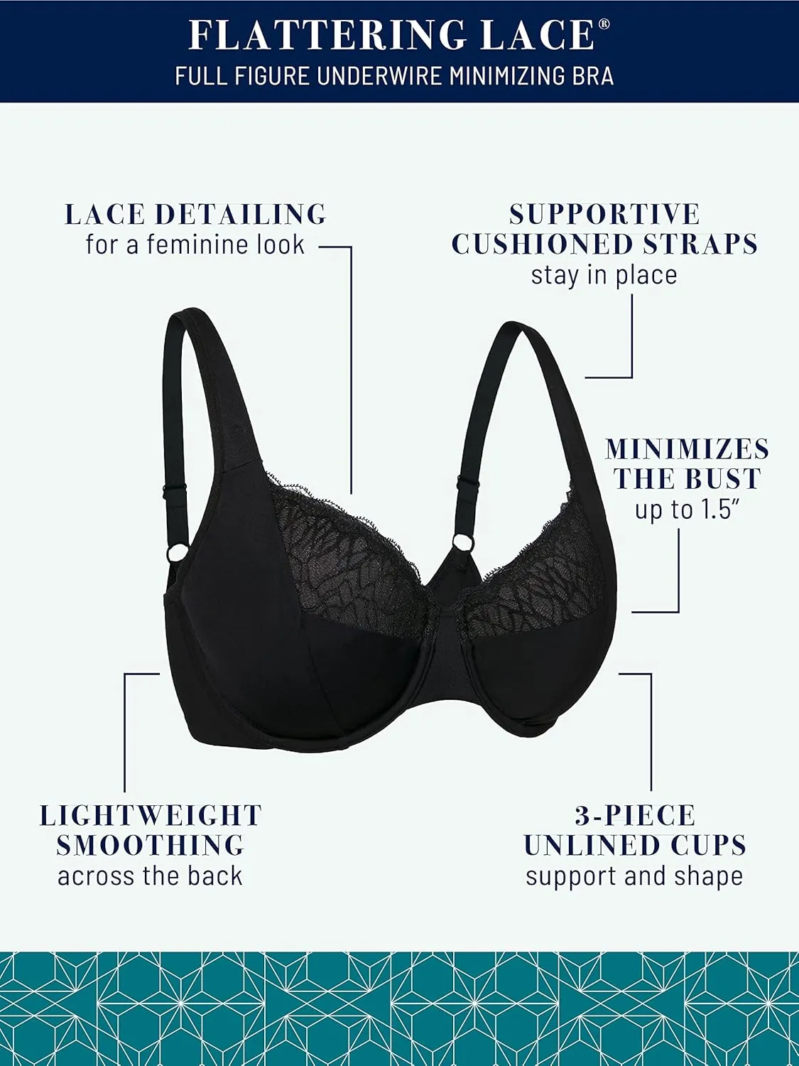 Vanity Fair Women's Flattering Lace Full Figure Minimizer Underwire Bra