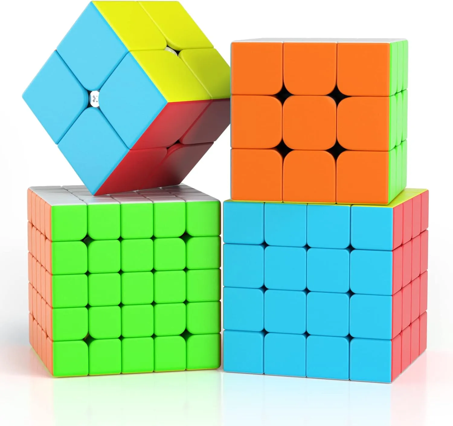 Vdealen Speed Cube Set, 2x2 3x3 4x4 5x5 Stickerless Speed Cube Bundle- Bright Magic Cube Pack, Smooth Cube Puzzle with Gift Packing Games Toy