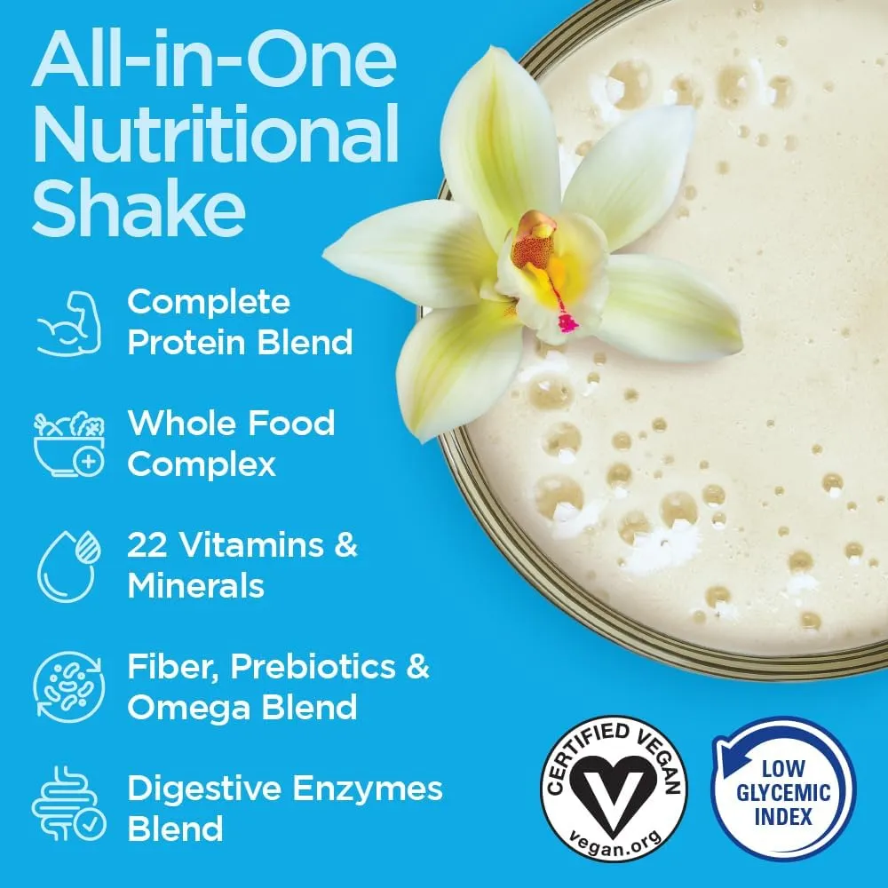 Vegansmart Naturade Plant Based Vegan Protein Powder - All-in-One Nutritional Shake Protein Blend - Gluten Free & Non-GMO - Vanilla (15 Servings)