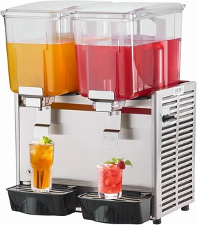 VEVOR Commercial Beverage Dispenser, 6.4 Gal,12L 2 Tanks Ice Tea Drink Machine, 280W 304 Stainless Steel Juice Dispenser with 41℉-53.6℉ Thermostat Controller, for Cold Drink Restaurant Hotel Party