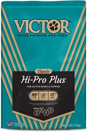 VICTOR Super Premium Dog Food – Hi-Pro Plus Dry Kibble – High Protein Dog Food with 30% Protein – Beef, Chicken, Pork, Fish Meals, Gluten Free - for High Energy and Active Dogs & Puppies, 5lbs