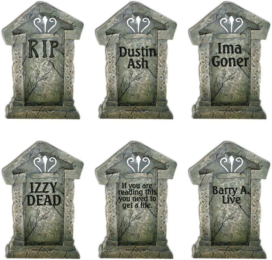 VictoryStore Yard Sign Outdoor Lawn Decorations - Fake Tombstones Graveyard Gravestones - Halloween Yard Decoration - Set of 6, 21.3 inches X 14.8 inches