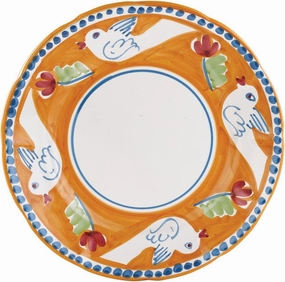 Vietri Campagna Uccello Dinner Plate, Orange, 10-inch Terra Cotta Handcrafted Italian Serving Dish, Everyday Dining