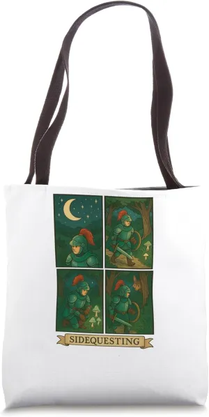 Vintage Comic Style Knight Not Lost Just Sidequesting Tote Bag