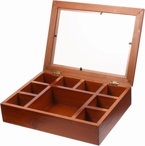 Vintage Style Wooden Jewelry Box Retro Trinket Organizer with Transparent Lid Compartment Storage for Necklaces Pendants and Watches for Dressing Table and Travel