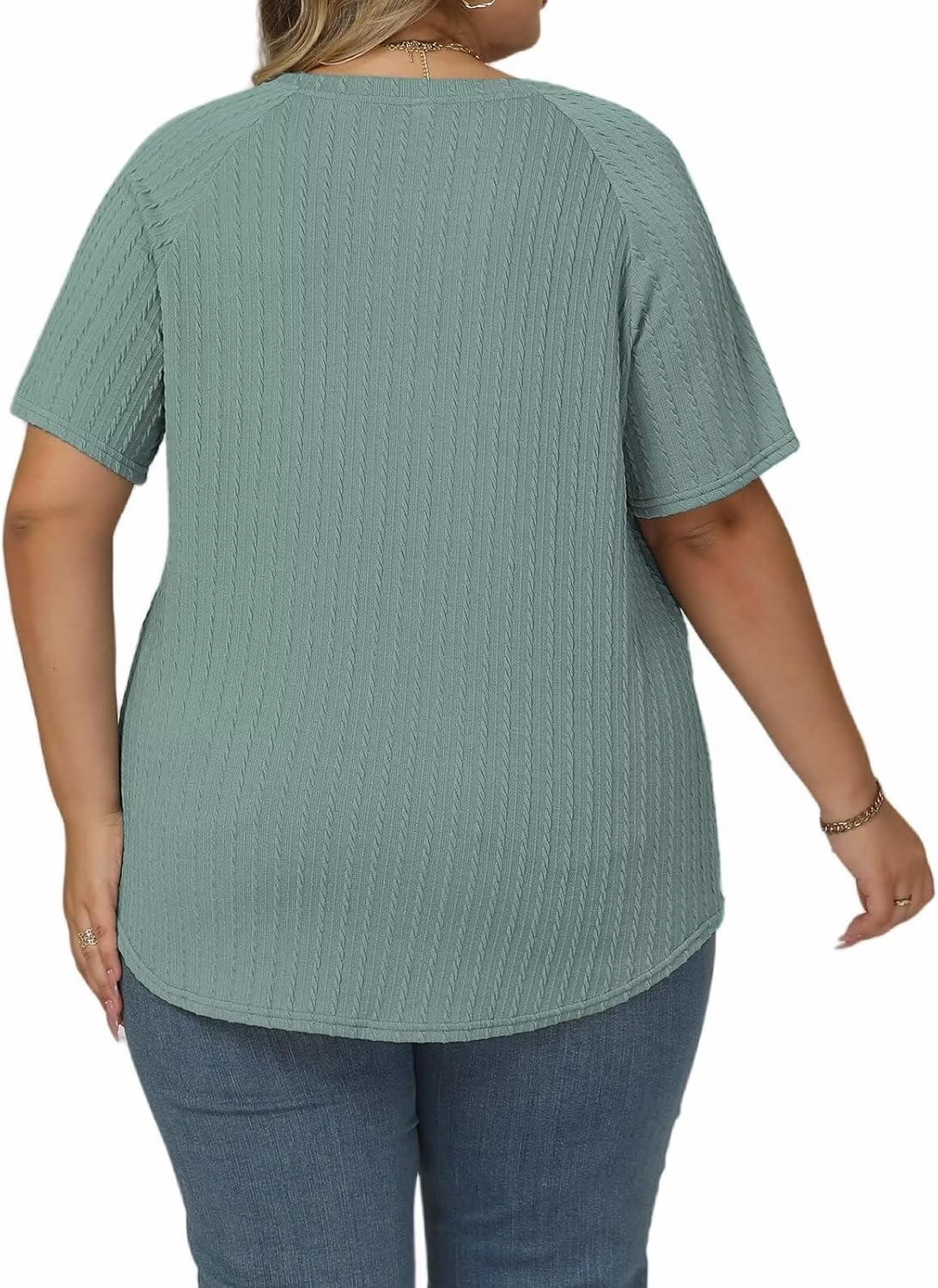 VISLILY Womens-Plus-Size-Summer-Tops Casual Crew Neck Lightweight Shirts Trendy Knit Tunic Basic Short Sleeve Blouses XL-5XL
