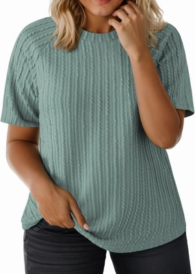 VISLILY Womens-Plus-Size-Summer-Tops Casual Crew Neck Lightweight Shirts Trendy Knit Tunic Basic Short Sleeve Blouses XL-5XL