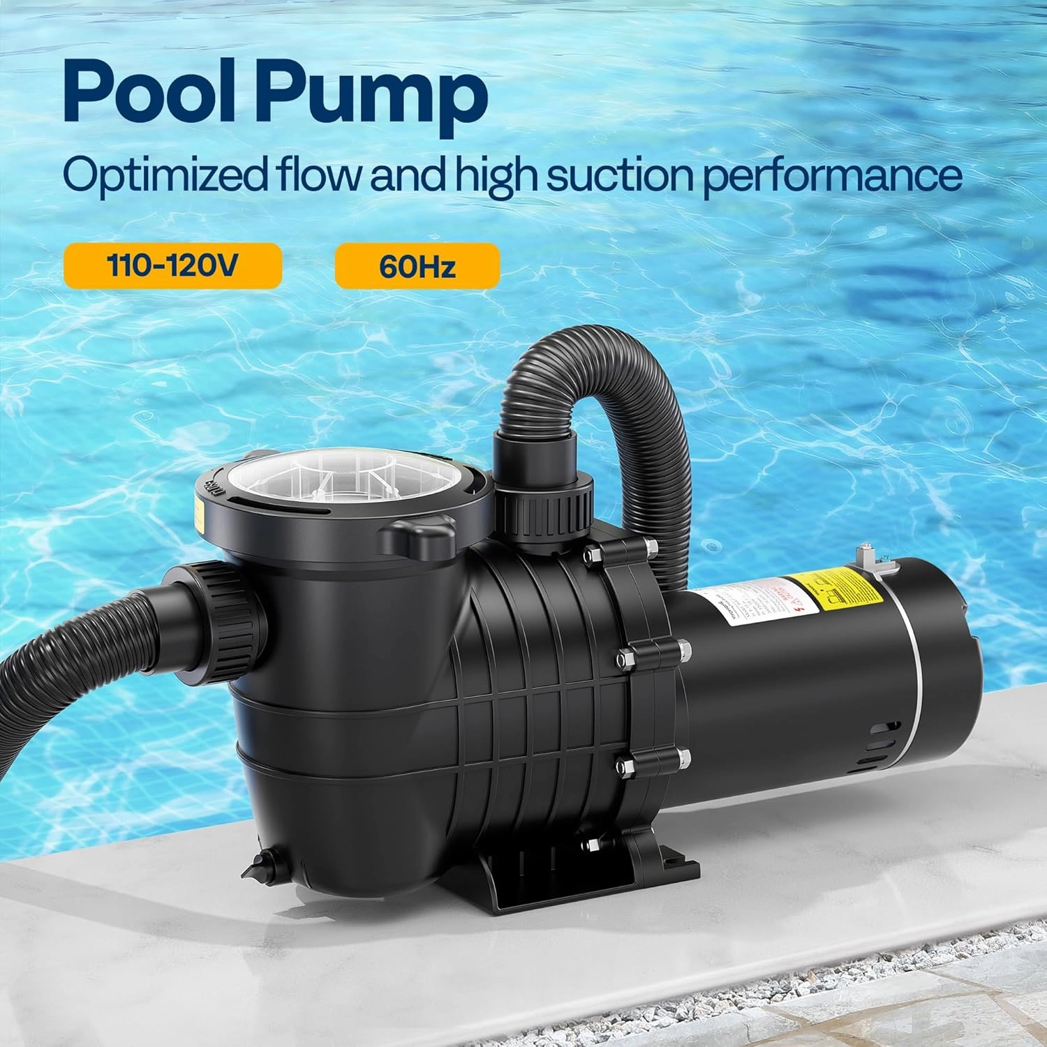 VIVOHOME 1.5 HP 6027 GPH Powerful Copper Motor Self-priming 115V Swimming Pool Pump w/ON/OFF Switch 1.25'' & 1.5" & 2.0'' Unions Energy Saving w/Strainer Basket