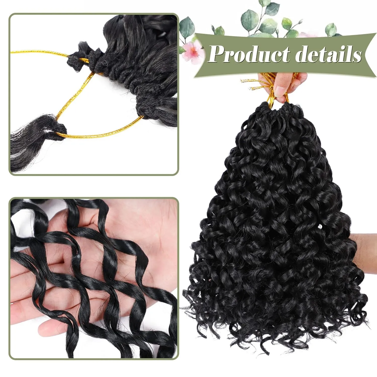 Vomella GoGo Curl Crochet Hair for Women - 8 Packs Water Wave 12 Inch Curly Crochet Hair Ocean Wave Beach Curl Synthetic Crochet Hair Extensions (1b#)