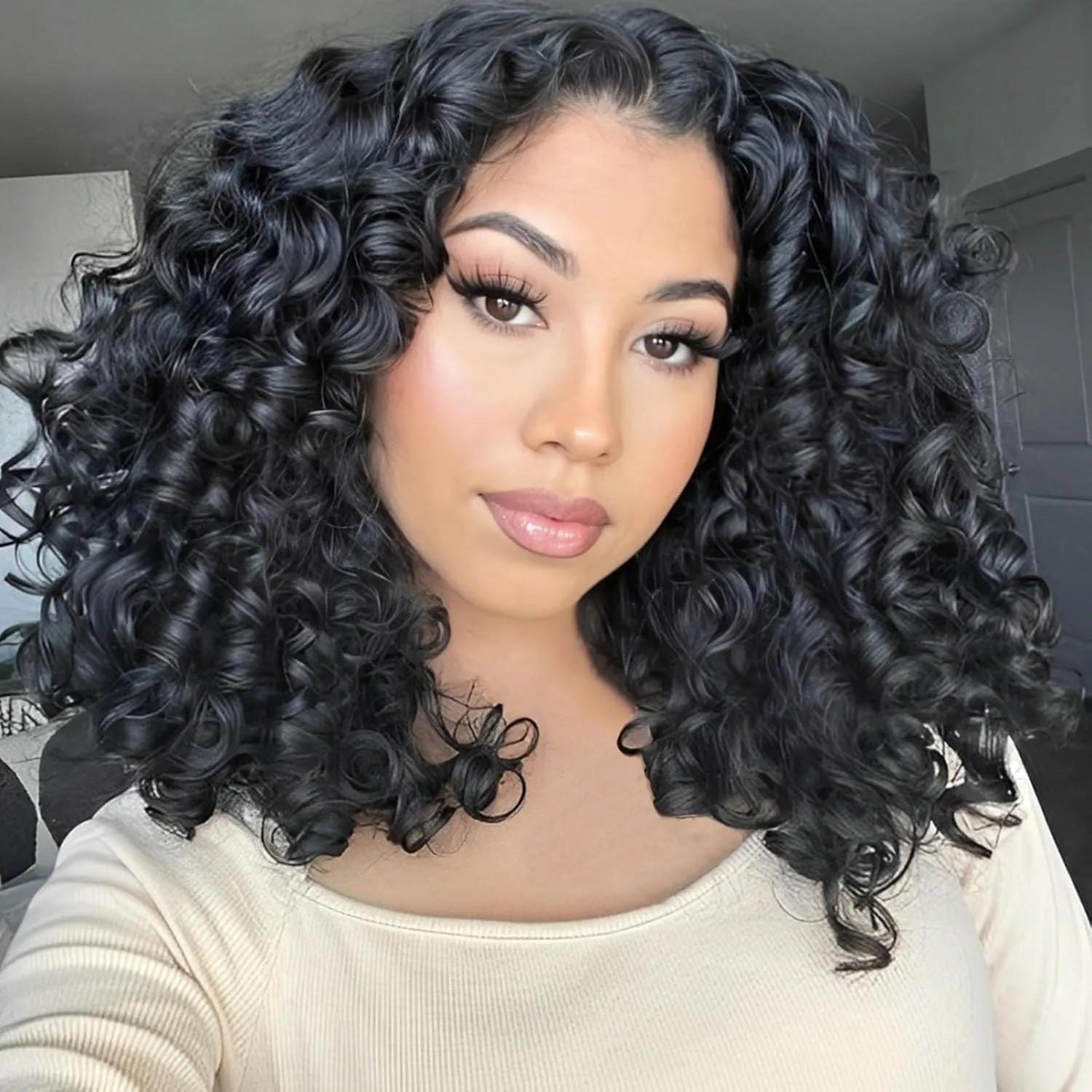 Vomella GoGo Curl Crochet Hair for Women - 8 Packs Water Wave 12 Inch Curly Crochet Hair Ocean Wave Beach Curl Synthetic Crochet Hair Extensions (1b#)