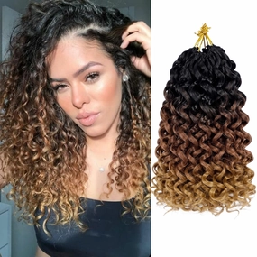 Vomella GoGo Curl Crochet Hair for Balck Women 8 Packs Water Wave 12 Inch Curly Crochet Hair Ocean Wave Beach Curl Synthetic Crochet Hair Extensions(1B/30/27#)