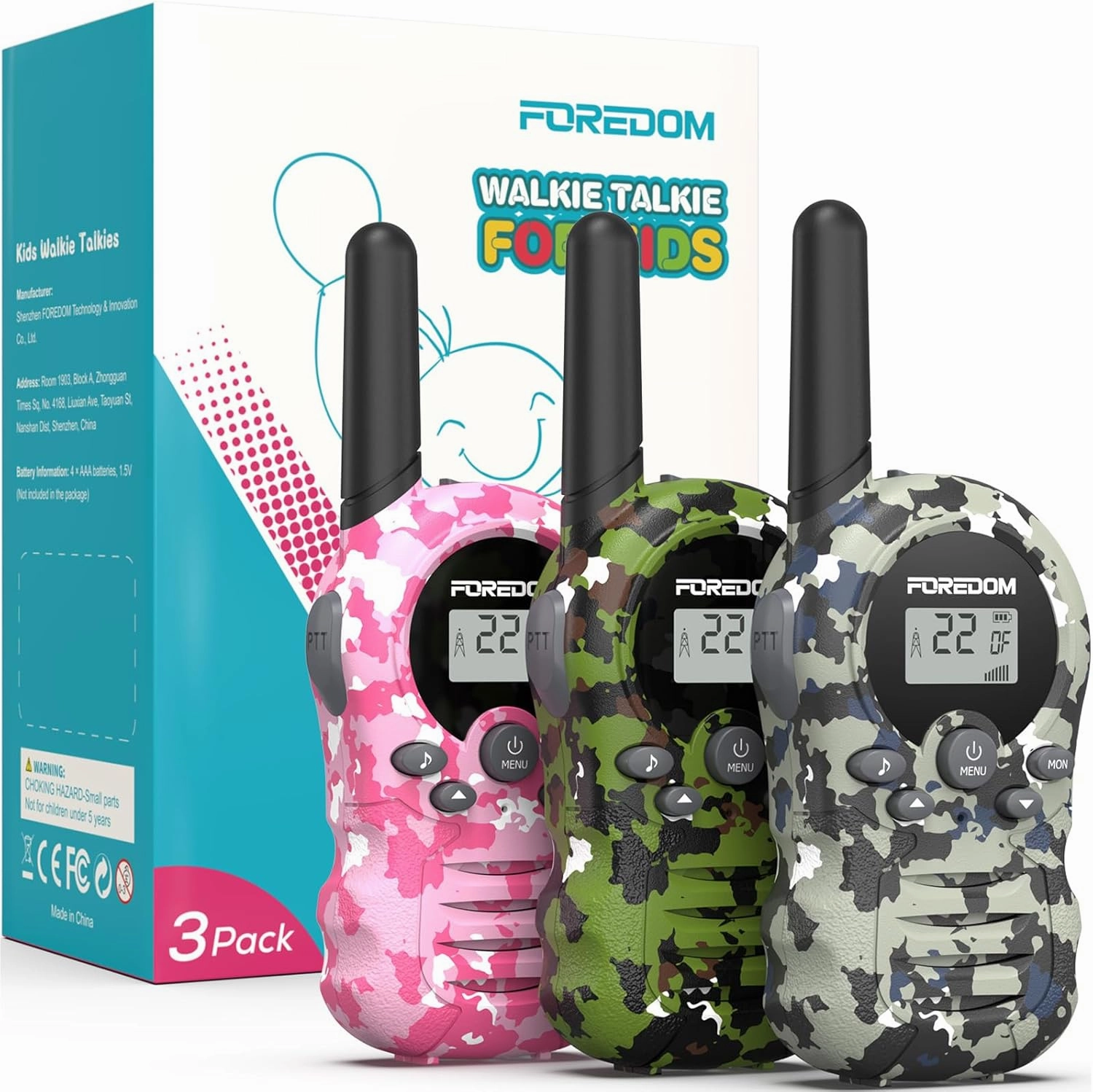Walkie Talkies for Kids Walkie Talkies Long Range for Boy & Girl Age 3 to 12 Year Old Birthday Cool Army Toys - 3 Pack