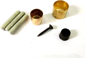 Walking Stick Repair Kit with Brass Rings, Rubber Tip, Screws, 6-Piece Set