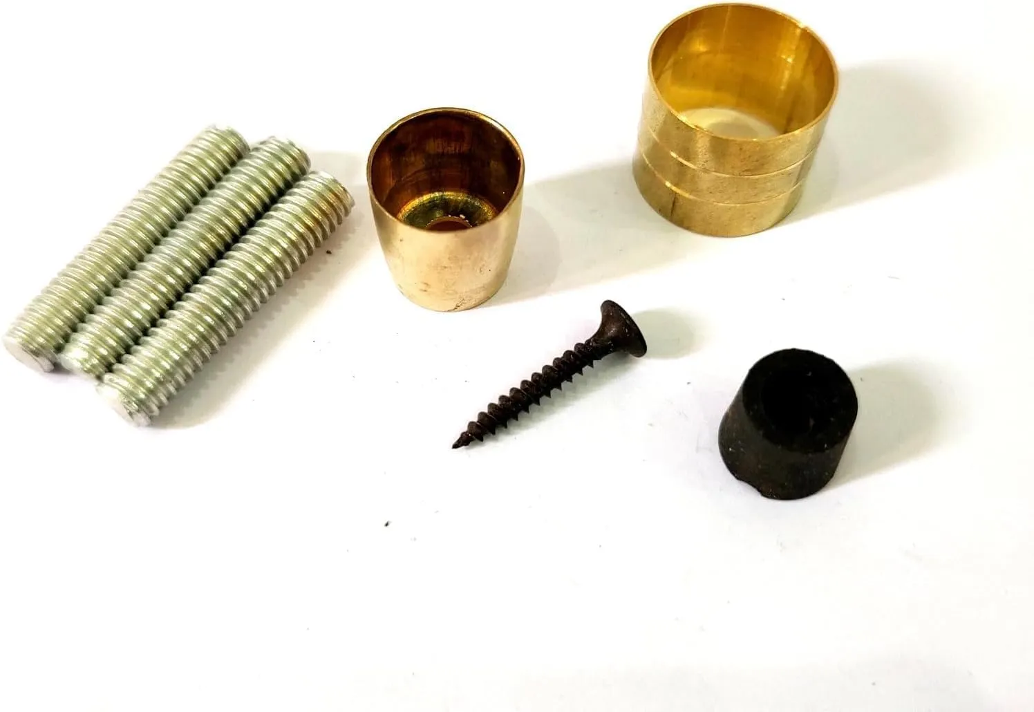 Walking Stick Repair Kit with Brass Rings, Rubber Tip, Screws, 6-Piece Set