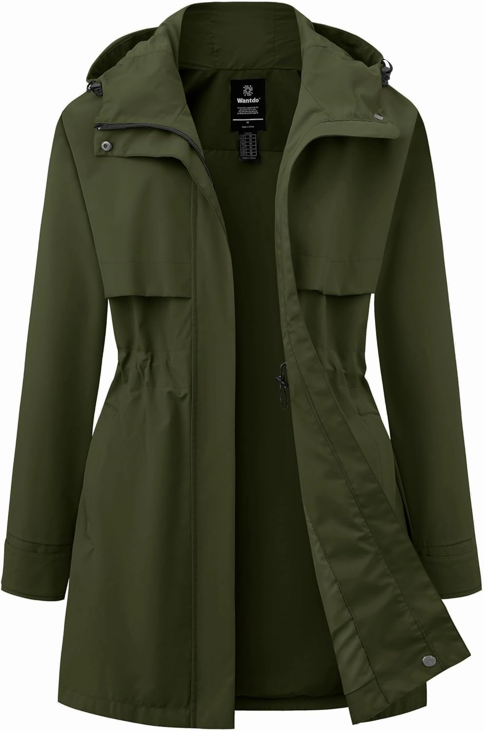 wantdo Women's Lightweight Rain Jackets Waterproof Long Raincoats with Hood Trench Coats Windbreaker