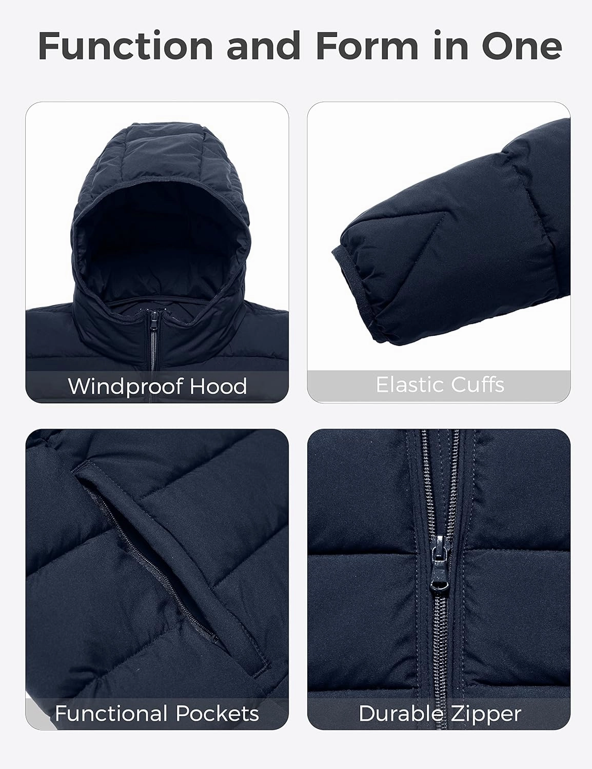 wantdo Women's Plus Size Lightweight Jackets Full-Zip Quilted Warm Jacket with Hood