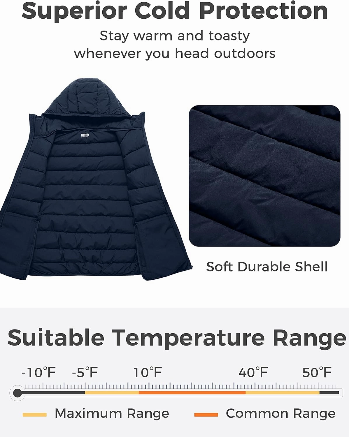 wantdo Women's Plus Size Lightweight Jackets Full-Zip Quilted Warm Jacket with Hood