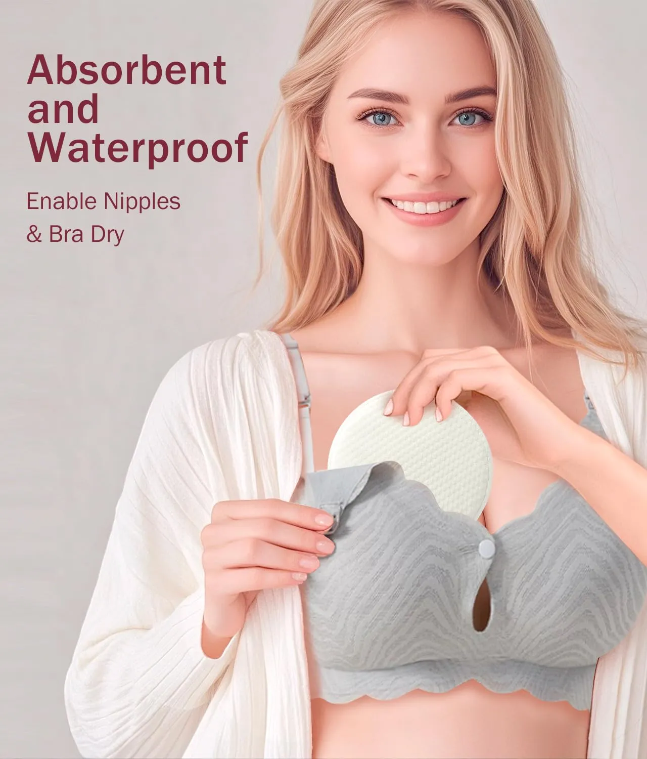 Washable Nursing Pads 6 PCS Reusable Breast Pads for Breastfeeding Soft and Super Absorbent Nipple Pads with Laundry Bag & Travel Storage Bag for Postpartum Essentials - 4.8inch