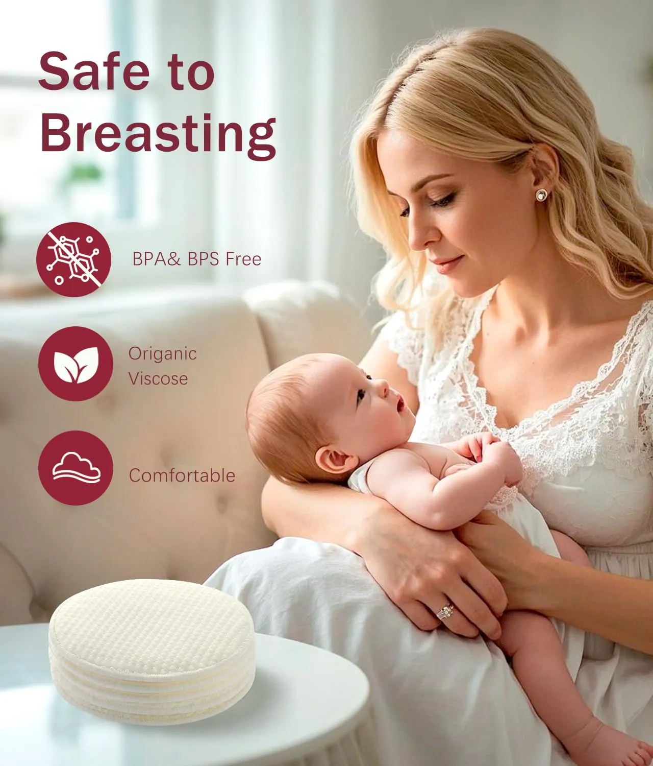 Washable Nursing Pads 6 PCS Reusable Breast Pads for Breastfeeding Soft and Super Absorbent Nipple Pads with Laundry Bag & Travel Storage Bag for Postpartum Essentials - 4.8inch