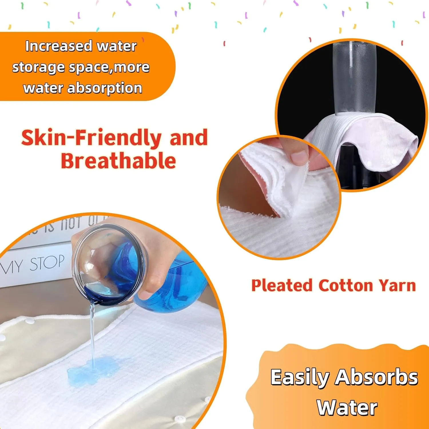 Washable Sanitary Napkins,Reusable Sanitary Pads,Heavy Incontinence Pads,Sanitary Napkin Set,7pcs/Set,Pack of 6 1 Storage Bag,Suitable for Heavy Menstrual Flow,Incontinence Patients