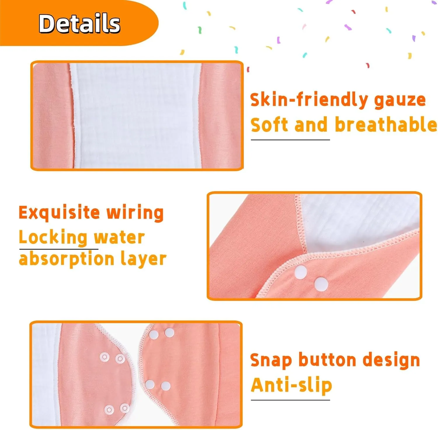 Washable Sanitary Napkins,Reusable Sanitary Pads,Heavy Incontinence Pads,Sanitary Napkin Set,7pcs/Set,Pack of 6 1 Storage Bag,Suitable for Heavy Menstrual Flow,Incontinence Patients