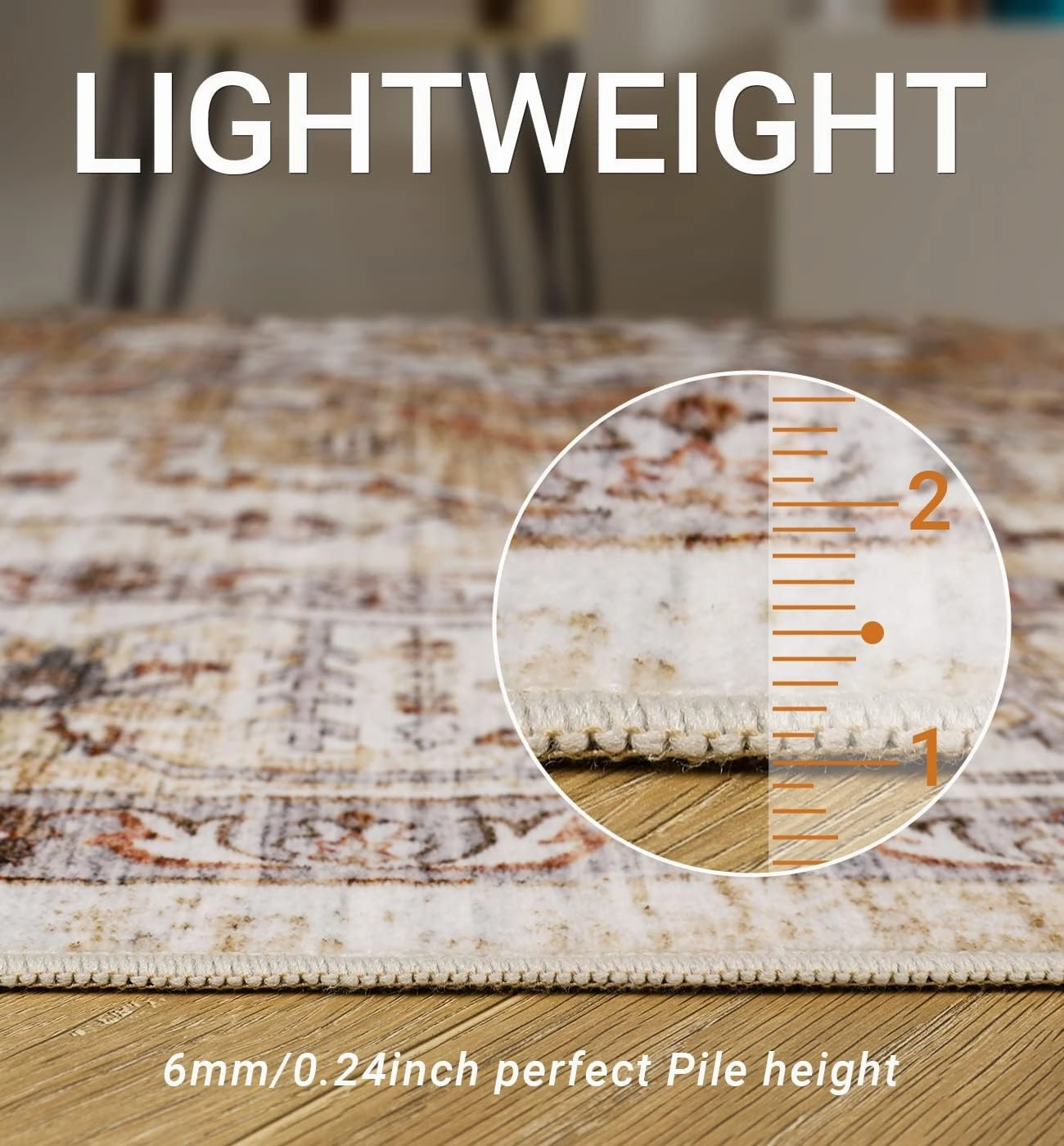 Washable Area Rug 8x10, Large Soft Rugs for Living Room Stain Resistant Non-Slip Backing Rugs for Bedroom, Vintage Clearance Large Area Rug (Turmeric/Grey,8'x10')