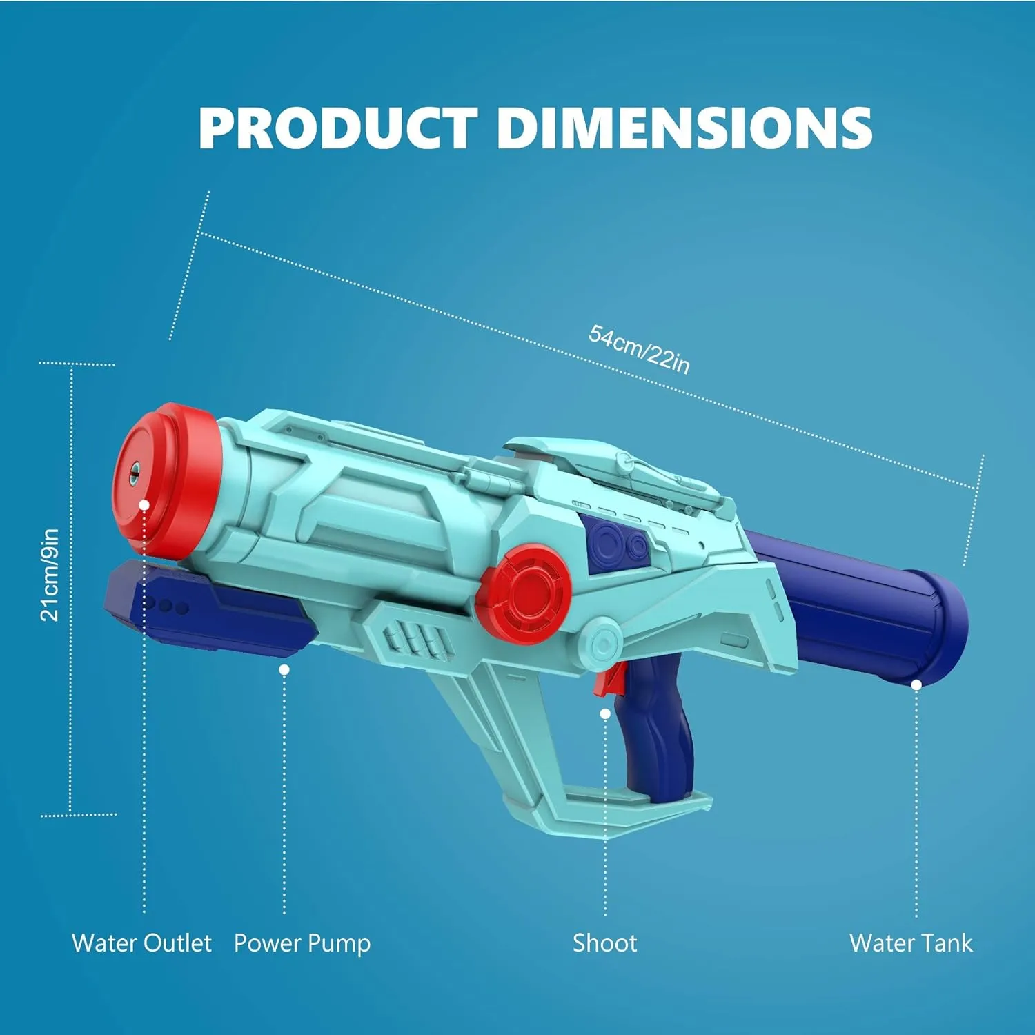 Water Guns for Kids, Super Squirt Gun Water Soaker Blaster - Big Size - 32ft Long Shooting Range - High Capacity - Quick Refill - Summer Water Toys Gun for Boys Girls and Adults Outdoor