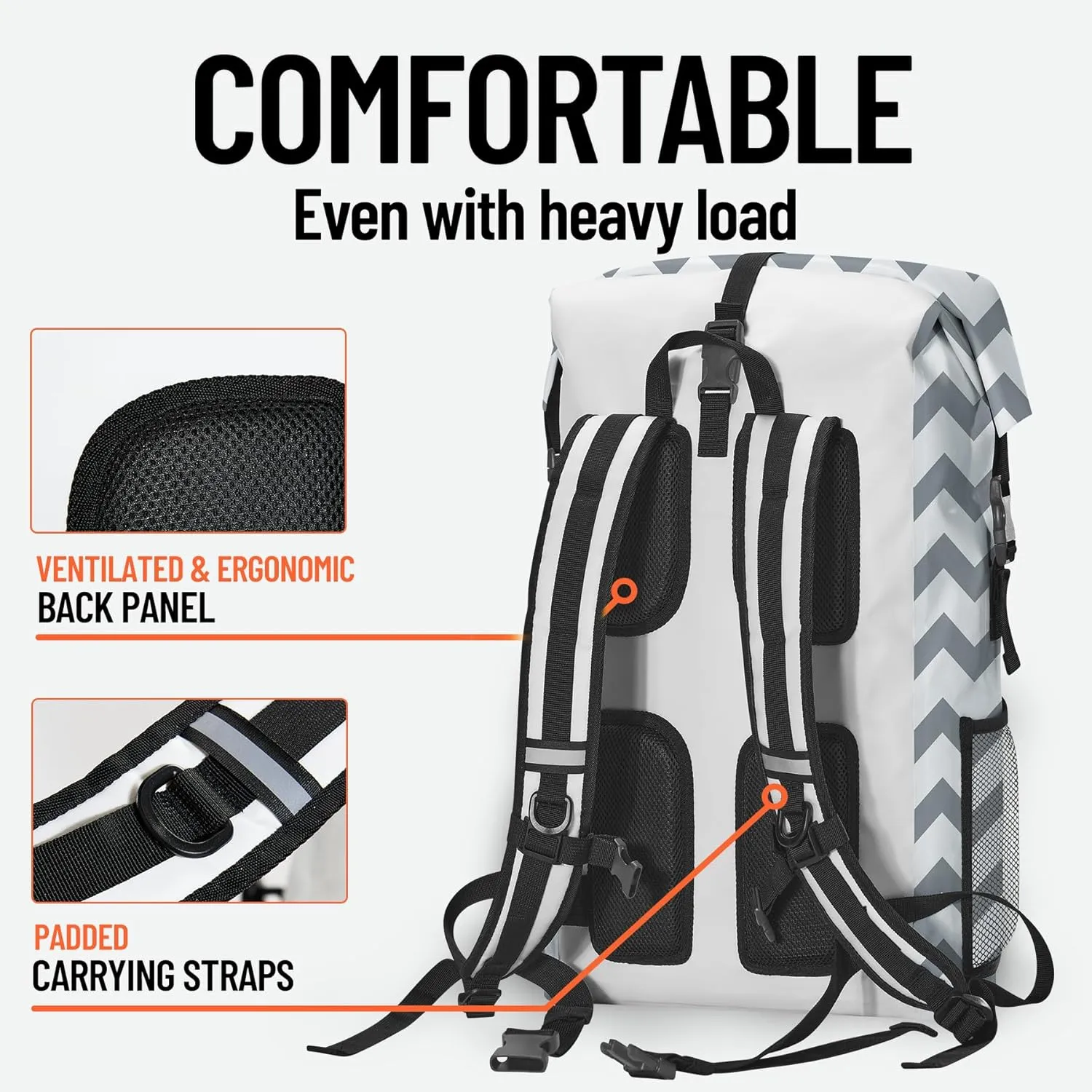Waterproof Dry Bag Heavy Duty Marine Dry Bags for Kayaking Hiking Anchor Nautical Navy Blue Gray Striped Backpack Roll-Top Closure Bag - Backpack Waterproof Phone Case 35L/55L/85L