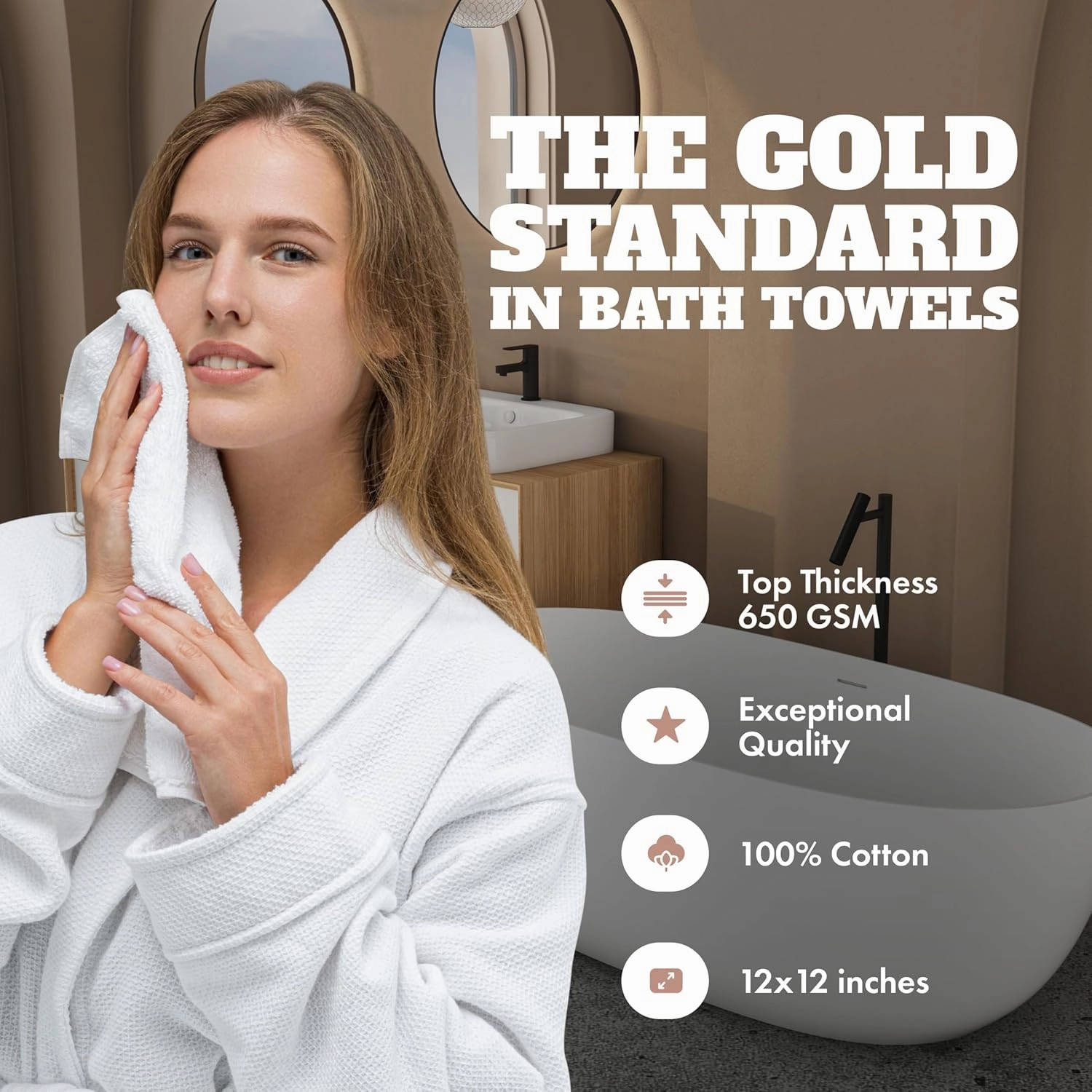 Wealuxe White Washcloths for Body and Face Towel, Cotton Wash Cloths Bulk 48 Pack, Flannel Spa Fingertip Wash Clothes 12x12 Inch, Soft Absorbent Gym Towels