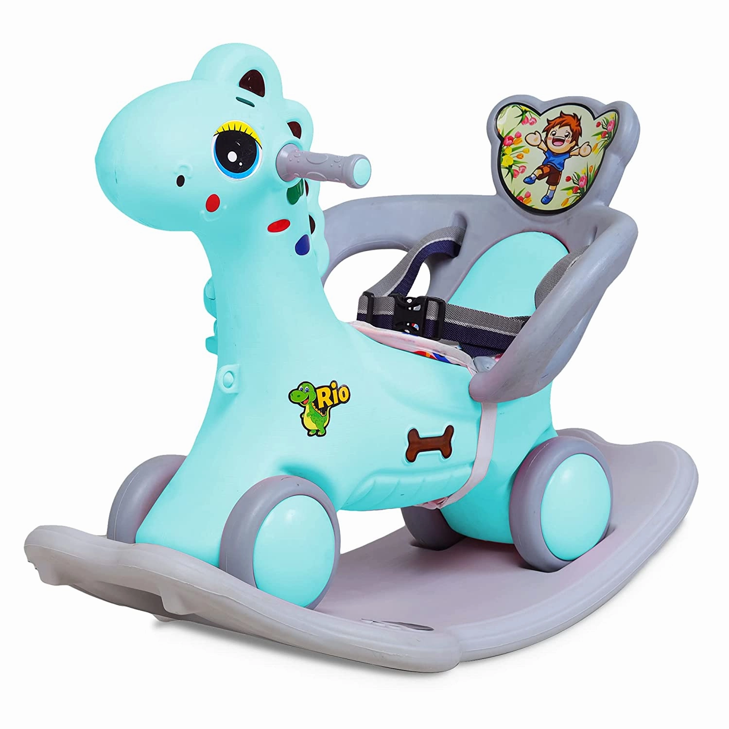 Webby Musical 2 in 1 Dinosaur Rocker Cum Rio Ride On