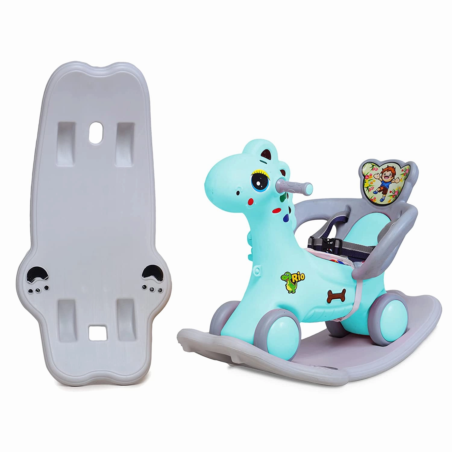 Webby Musical 2 in 1 Dinosaur Rocker Cum Rio Ride On
