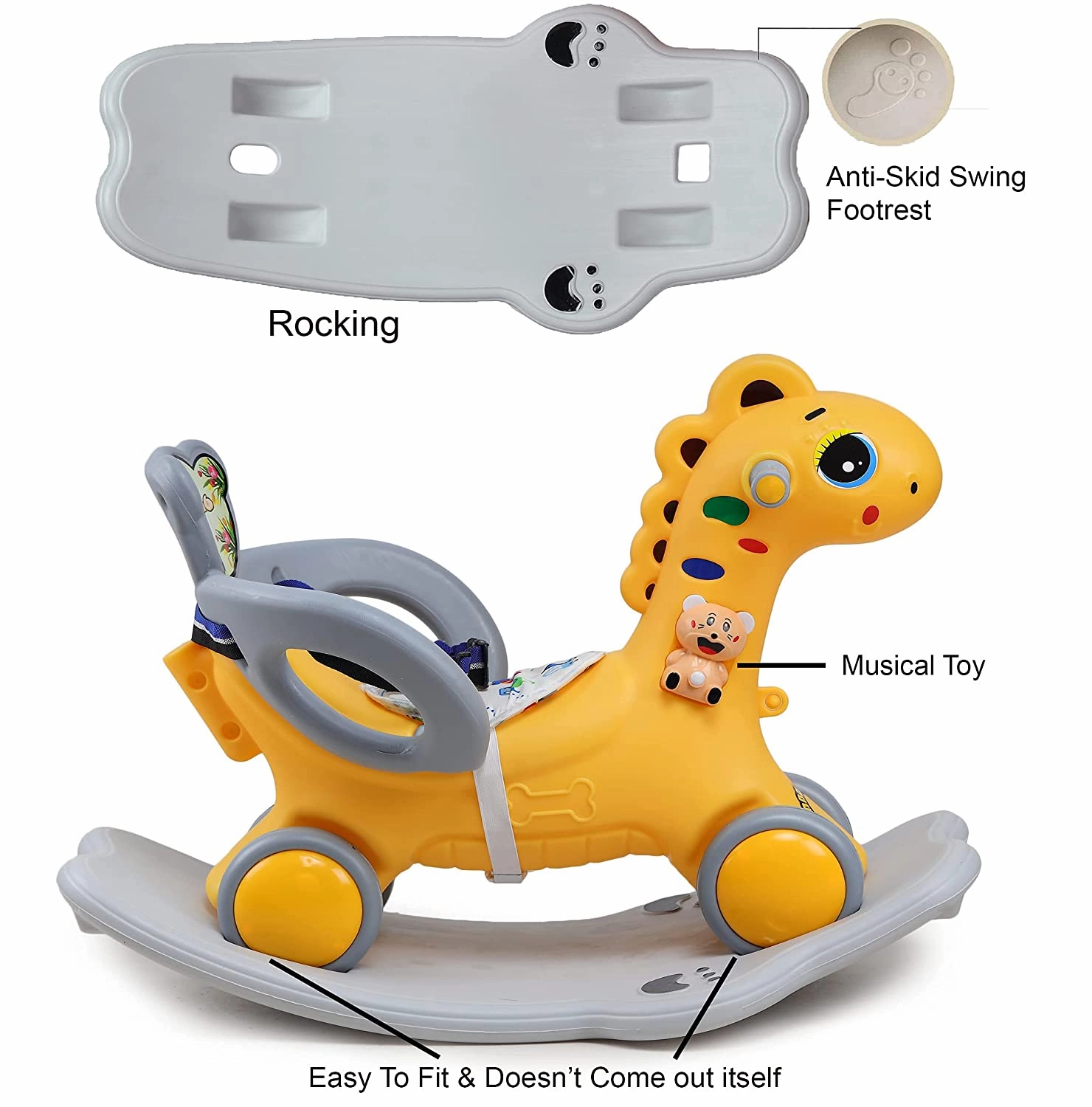 Webby Musical 2 in 1 Dinosaur Rocker Cum Rio Ride On