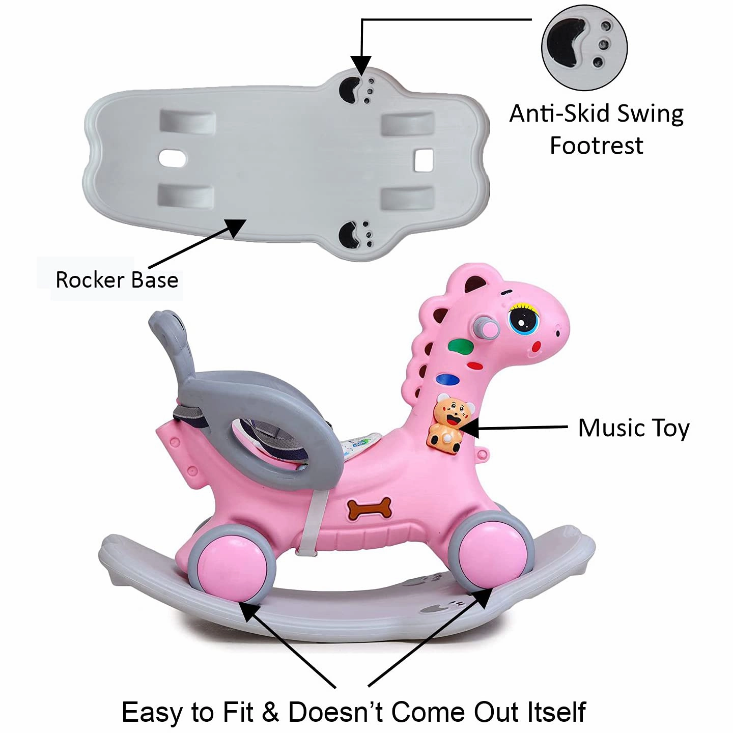 Webby Musical 2 in 1 Dinosaur Rocker Cum Rio Ride On