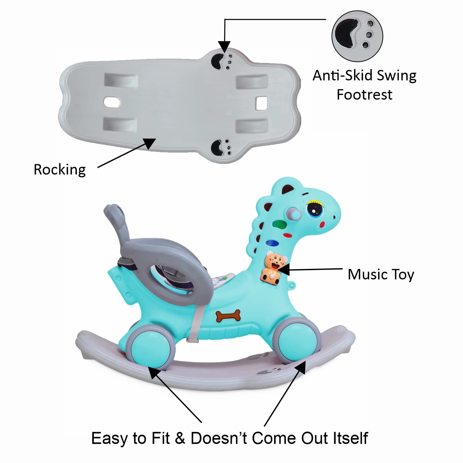 Webby Musical 2 in 1 Dinosaur Rocker Cum Rio Ride On