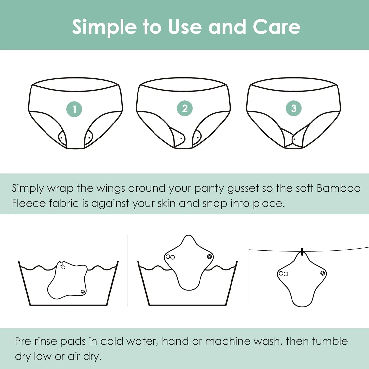 wegreeco 6 Pcs Reusable Menstrual Pads, Ultra Absorbent Cloth Pads for Heavy Flow, Sanitary for Teens, Women, Nonslip Panty Liners   Bag (Burgundy, Starter Kit Set)